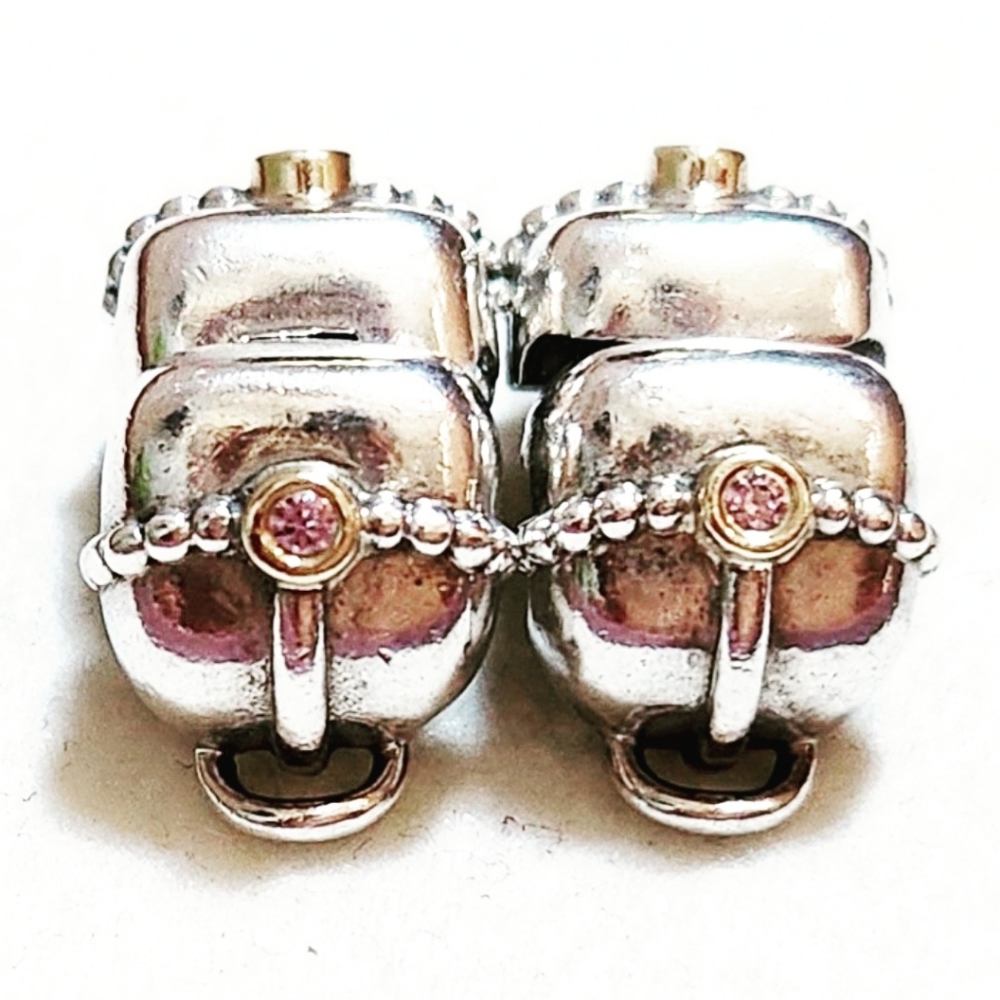 PAIR of authentic Pandora 14K accent charm clips " purse clear CZ " - Picture 7 of 7